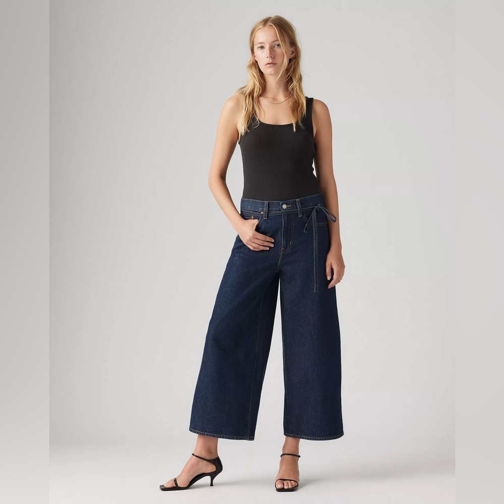 Levi’s Premium XL Culotte Jeans Shaded View Wide Leg Cropped Tie Belt 27